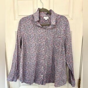J.Jill L Cottagecore Floral 100% Cotton Button Down EUC